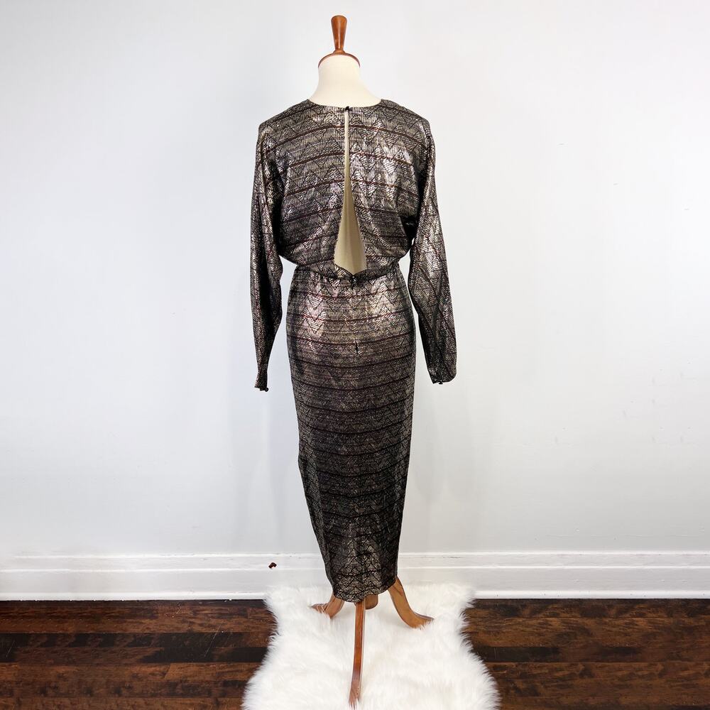 Vintage Flor Gold and black party dress 80s 70s Size Extra Small / Small - Picture 3 of 11